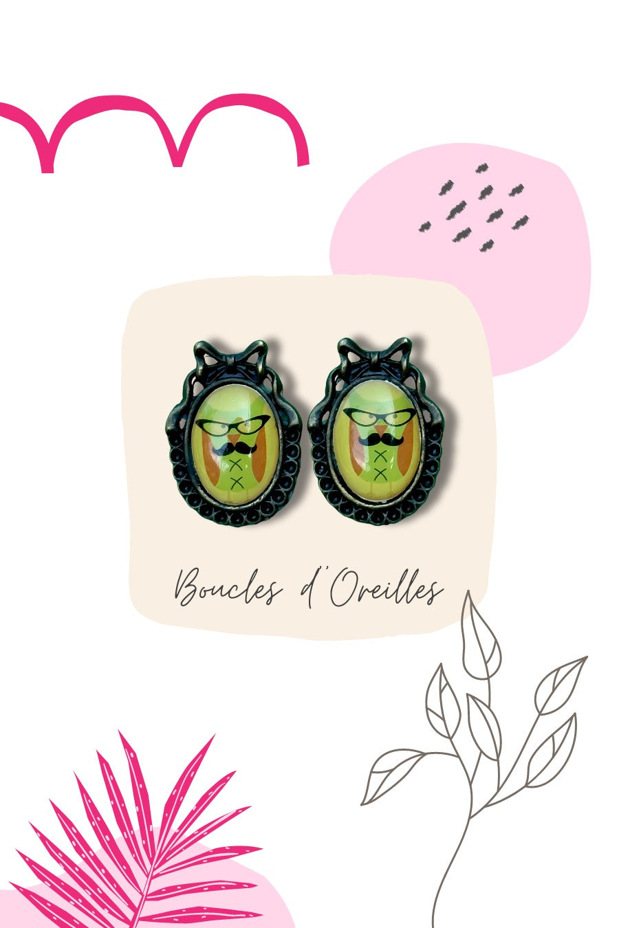 Boucles d'oreilles rétro hiboux à lunettes