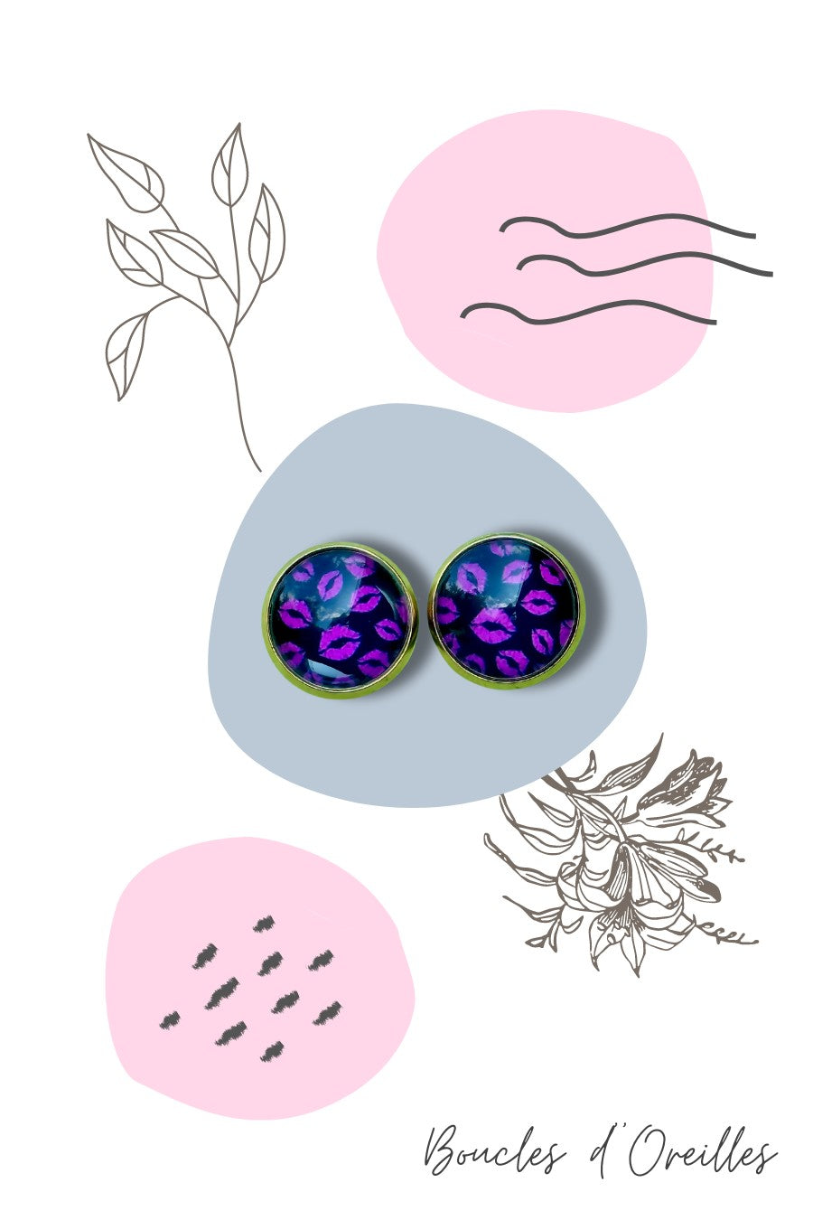 Boucles d'oreilles rétro bisous