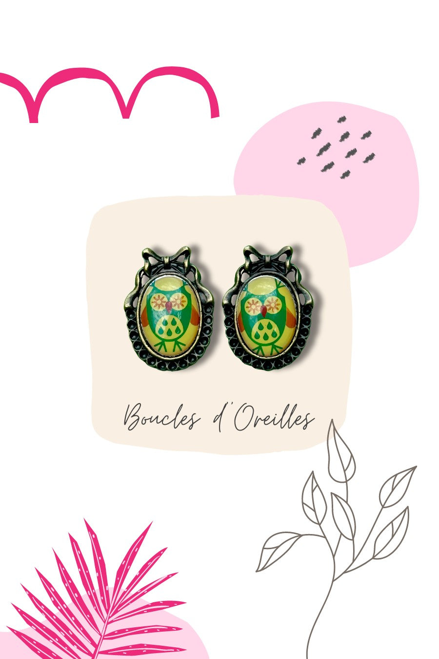 boucles d oreilles retro hiboux
