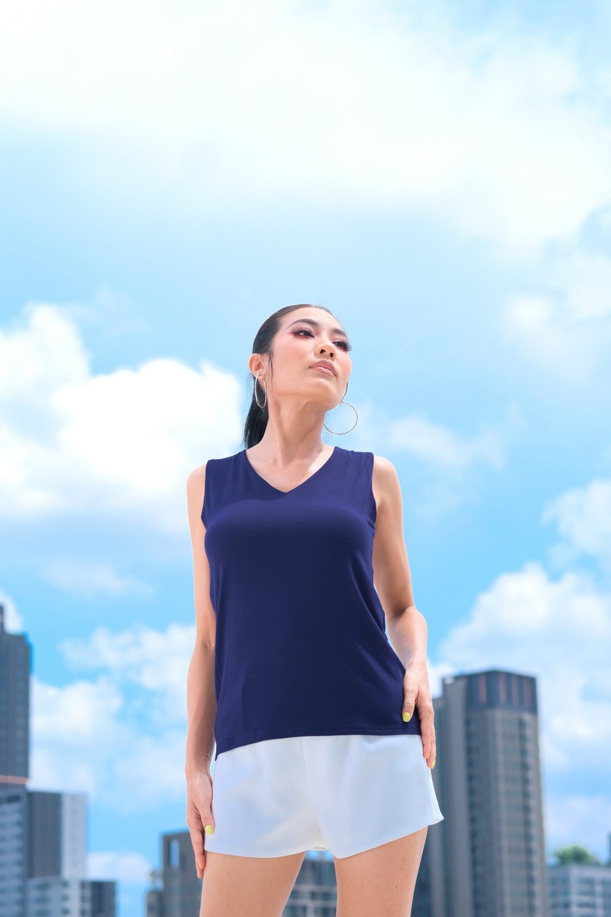 Camisole Lilya bleu marin – camisole femme légère sans manches, rayonne élasthanne