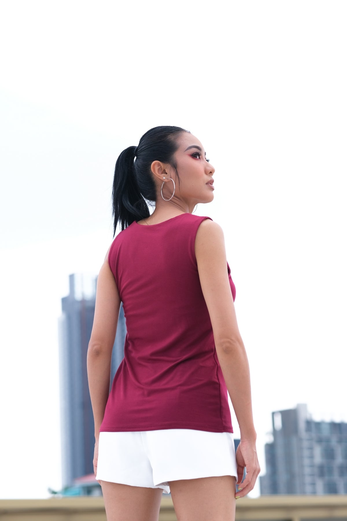 Camisole Lilya cerise – camisole femme légère sans manches, rayonne élasthanne
