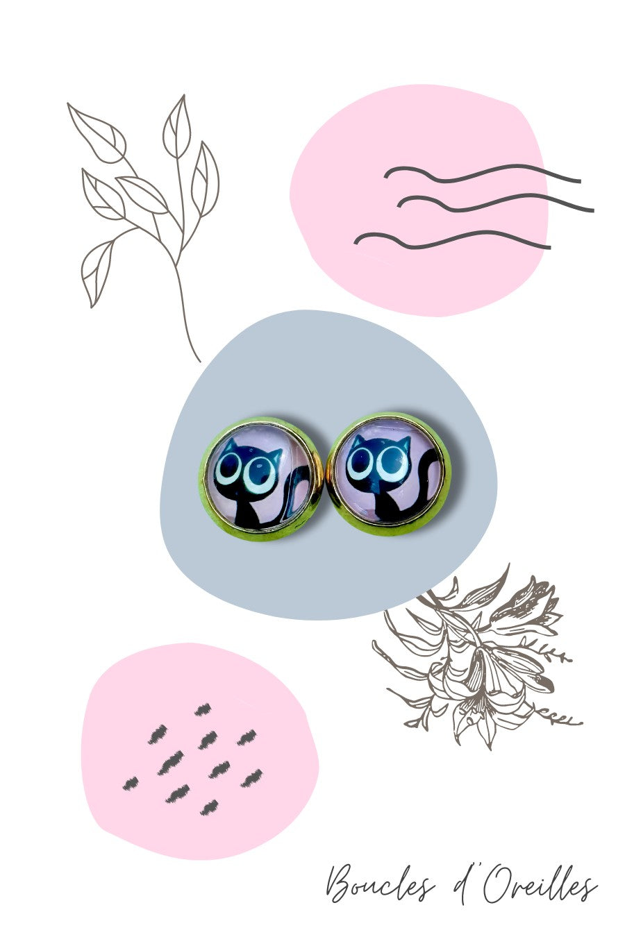 Boucles d'oreilles rétro minou