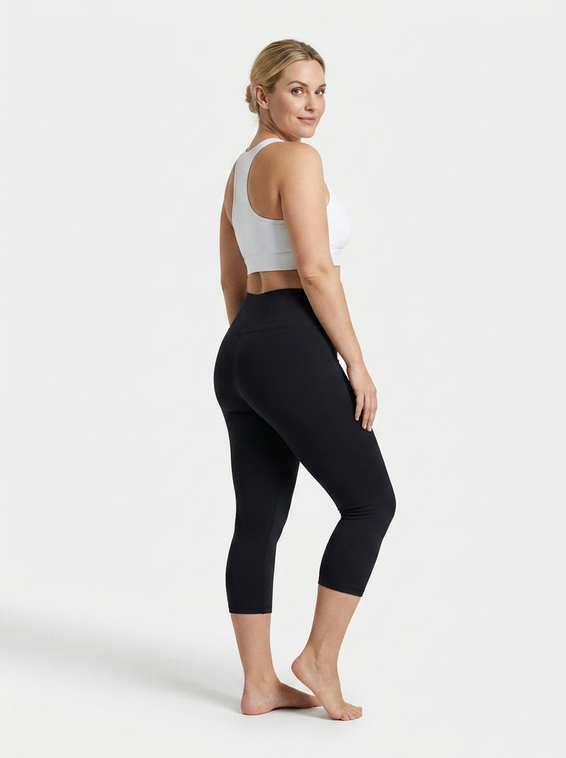 Legging Yogini 3/4 noir – legging femme sport 3/4 taille haute, viscose élasthanne