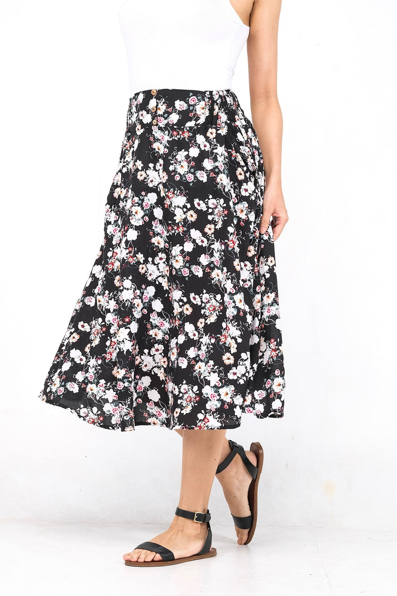 Jupe ample en viscose légère, parfaite pour le confort estival avec sa taille élastique et ses poches pratiques.