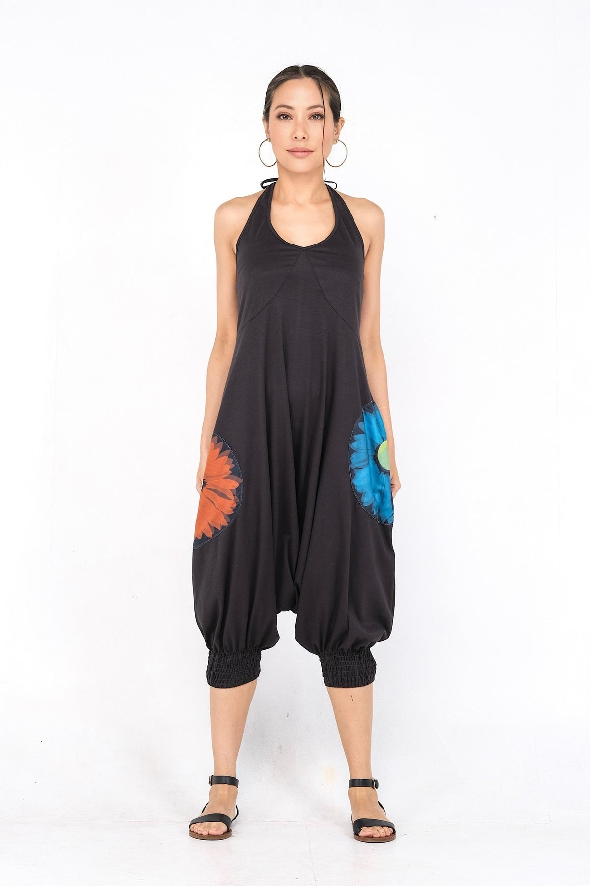 Combinaison Ava en coton noir, style bohème chic avec confort ultime, disponible chez Trop Belle Pour Toi.