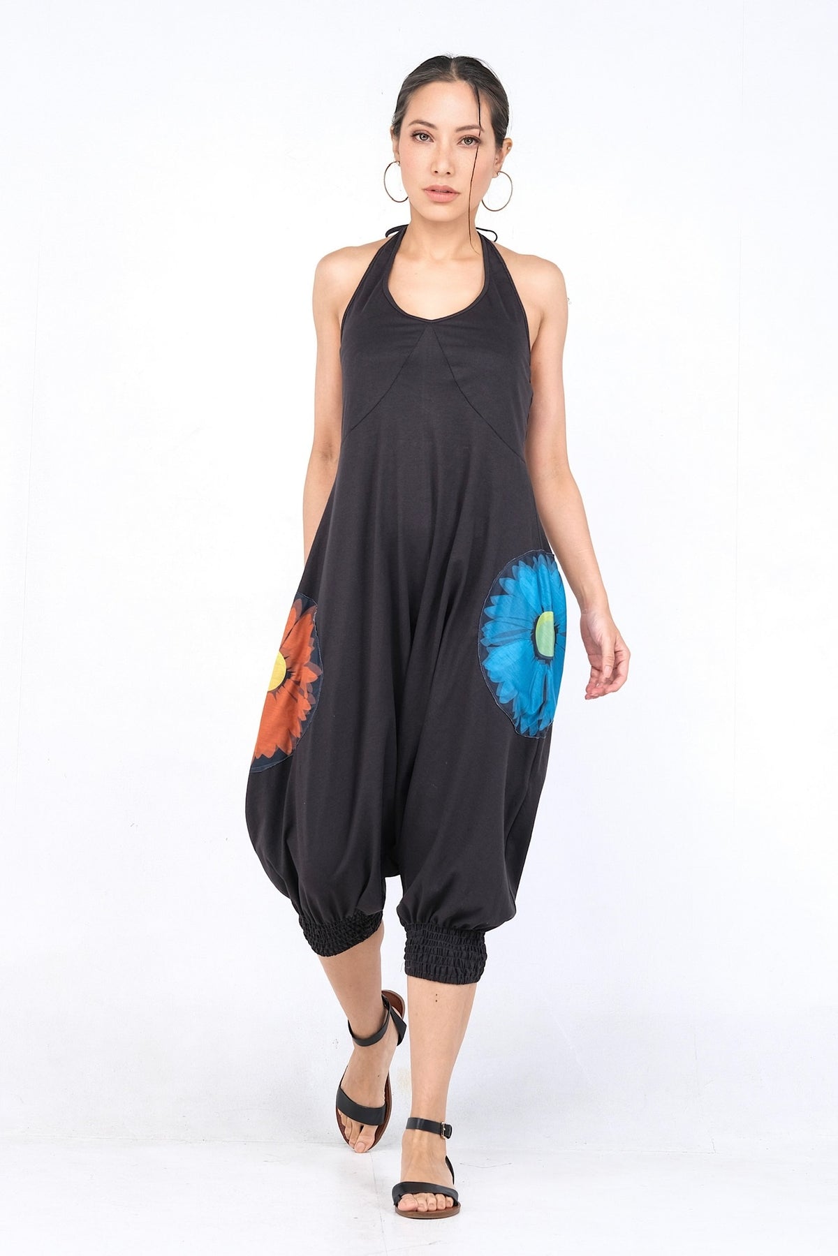 Combinaison Ava en coton noir, style bohème chic avec confort ultime, disponible chez Trop Belle Pour Toi.
