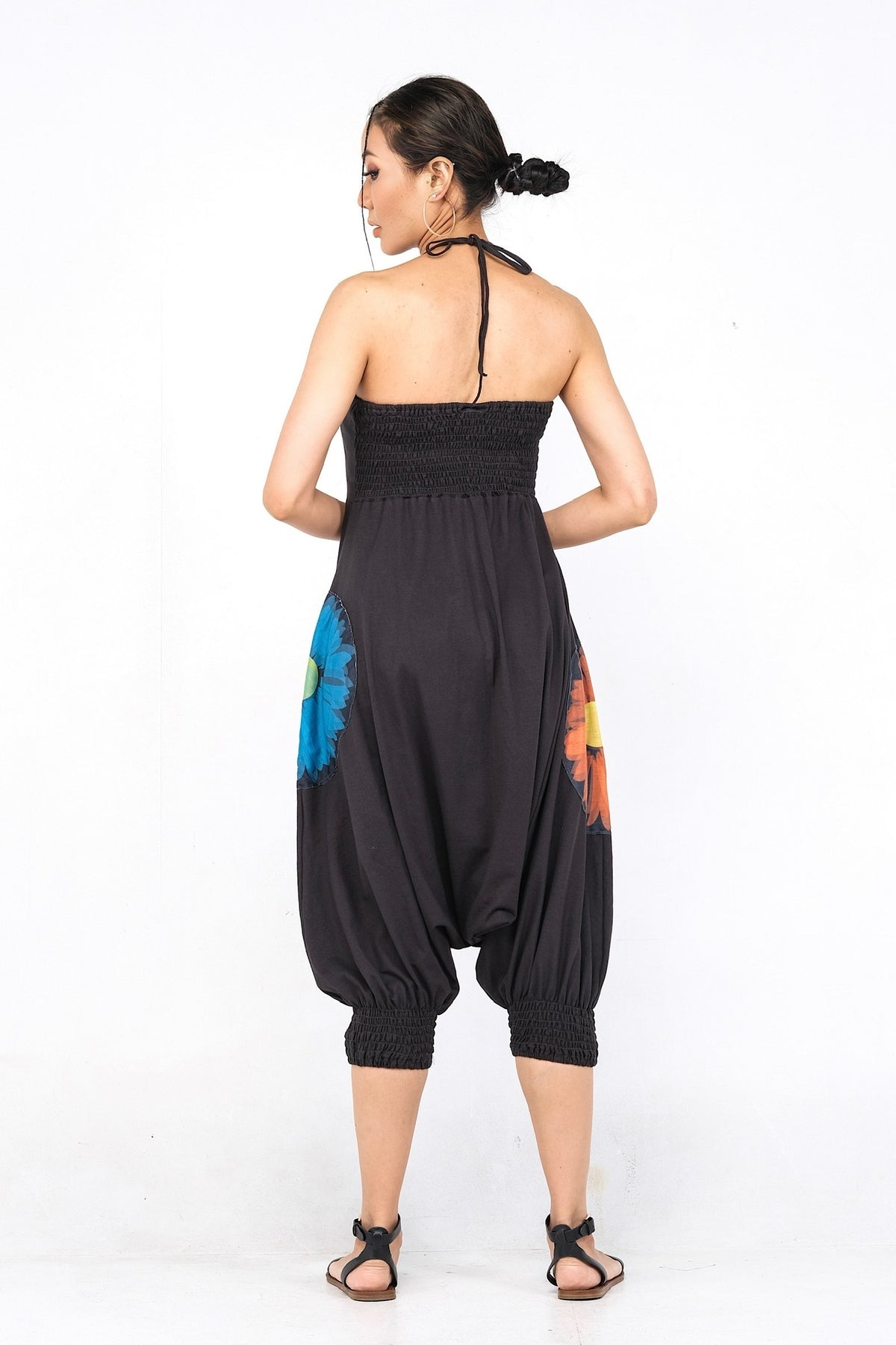 Combinaison Ava en coton noir, style bohème chic avec confort ultime, disponible chez Trop Belle Pour Toi.