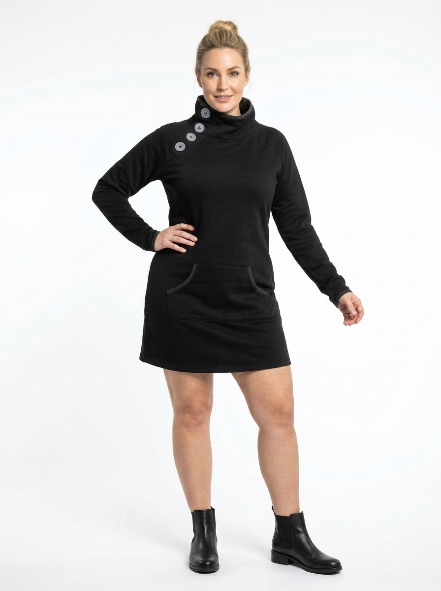 Robe Marie-Lys noire de face, poches devant
